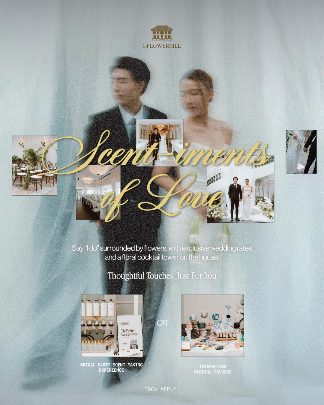 1-Flowerhill Scent-iments of Love wedding campaign — floral cocktail tower and personalised wedding perks